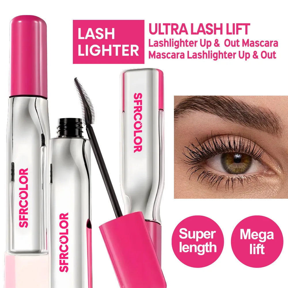 Fiber Curling Mascara,Thick Lengthened Volumizing Waterproof Sweat proof Lasting Lasting Lasting Mascara Setting Cream Makeup