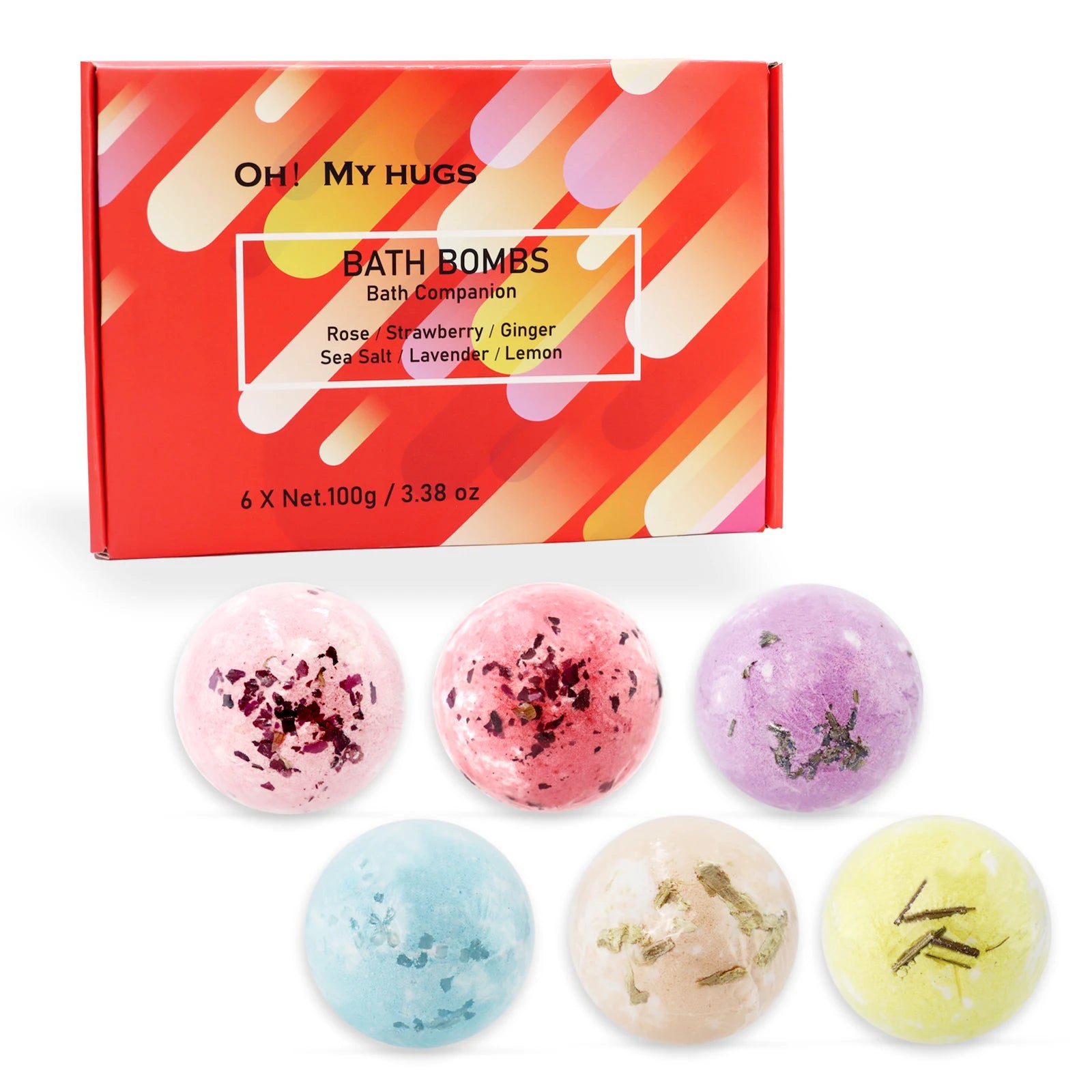 6Pcs Bath Bomb Set, Lavender Epsom Salt for Muscle Relaxation, Gift for Women, Self Care Spa Day