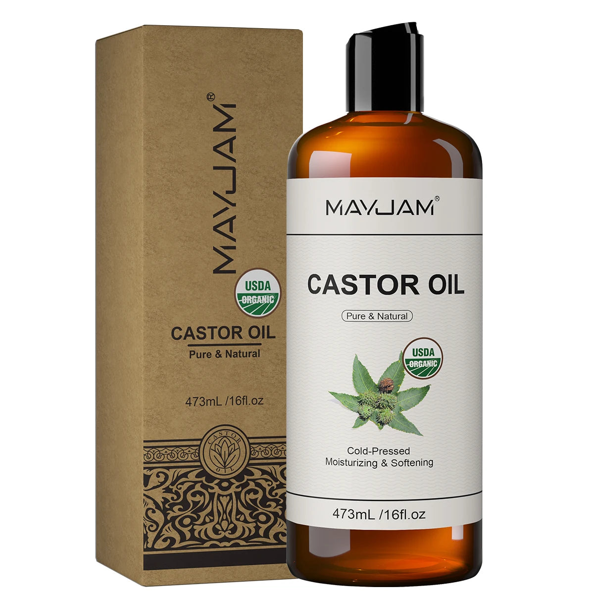 MAYJAM Pure Natural Moroccan Argan Oil Massage On Face, Hair, Body Sweet Almond Oil Cold Pressed USDA Certified 473ml Face Oil