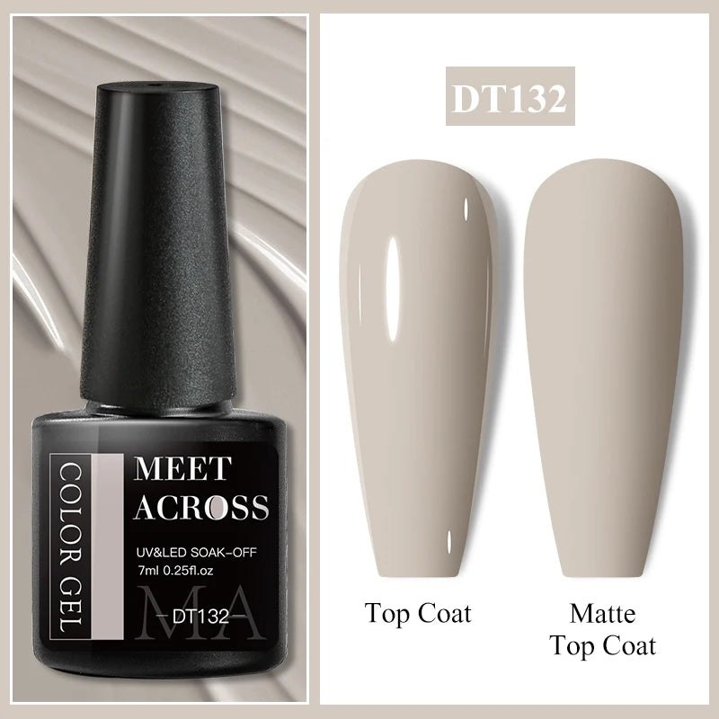 MEET ACROSS 7ml Dark Color Glitter Top Coat Gel For Nails Brocade Powder 2 In 1 Chameleon Nail Art Gel Varnish Manicure