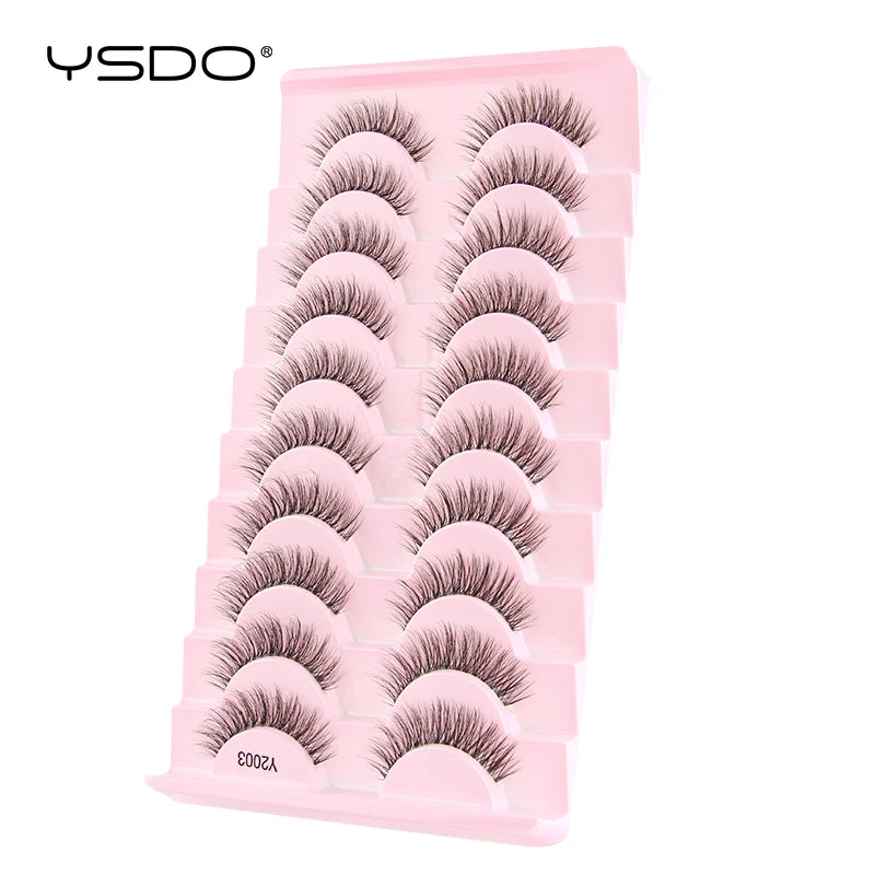 YSDO False Lashes 5/10 Pairs Half Lashes Natural Long Cat Eye Lashes 3D Mink Eyelashes Full Strip Lashes Extension Makeup Tools