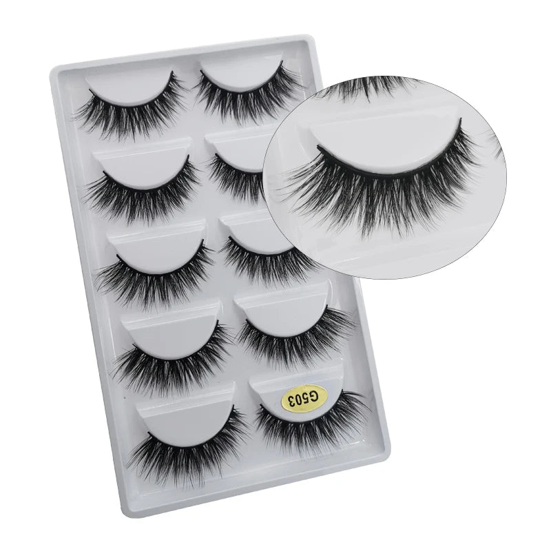 3/5 Pairs Fluffy Mink Eyelashes Thick 3d Lashes False Eyelashes Dramatic Wispy Flared Eyelash Makeup Eyelash Extension G600