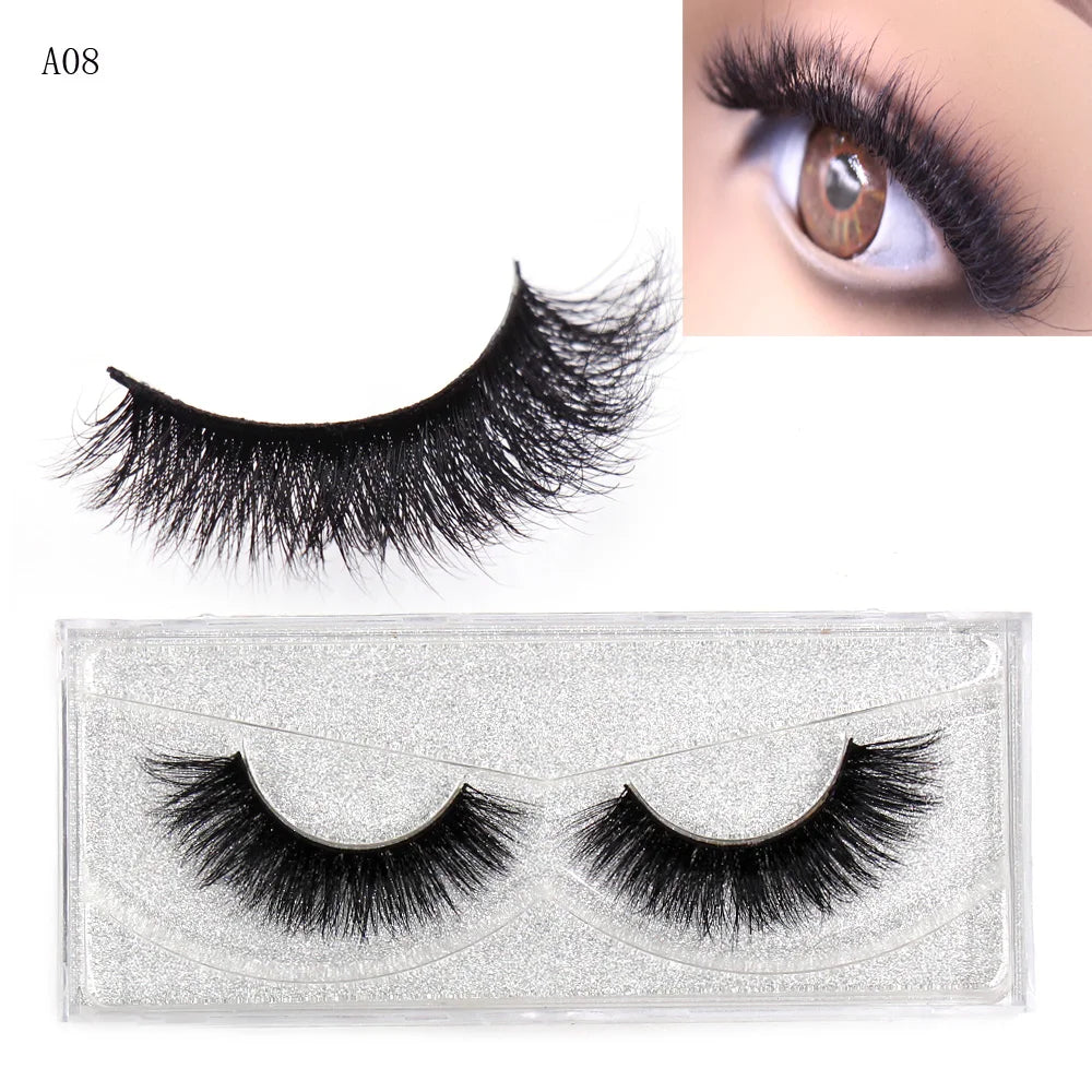 LEHUAMAO Makeup False Eyelashes Handmade Mink Lashes Fluffy Long 3D Strip Thick Fake Faux Mink Eyelashes Makeup Beauty Tool A19