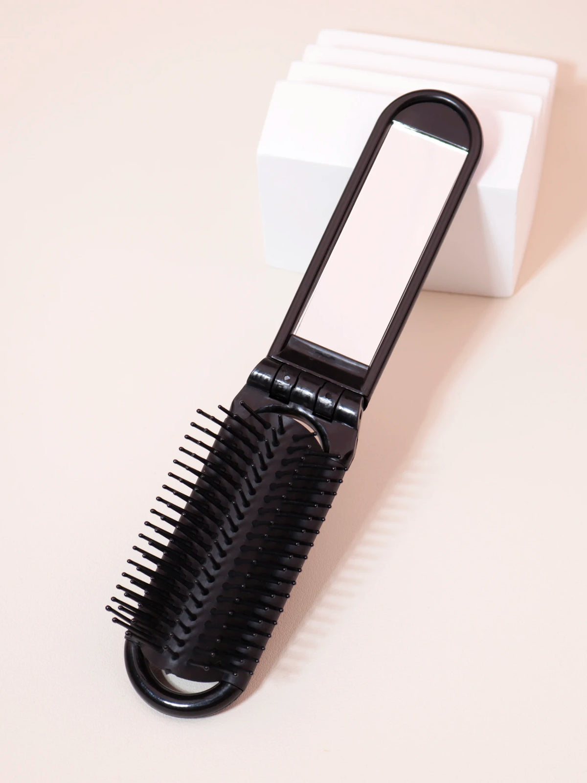 1pc portable mini foldable anti-static massage mirror hair comb travel girl with mirror foldable comb Special for real hair wigs