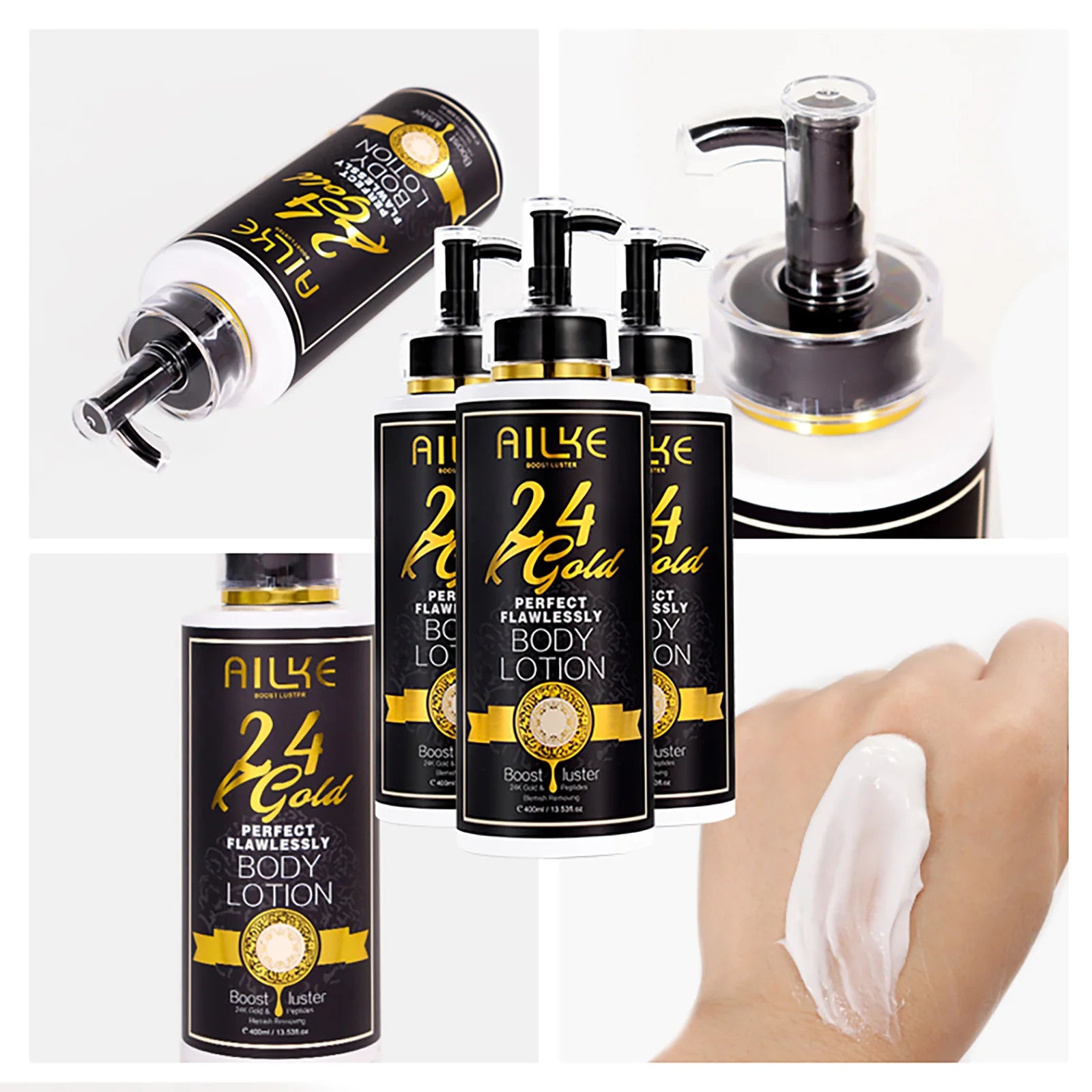 AILKE 24k Gold Perfect Flawlessly Body Lotion, Whitening, Inhibit Melanin, Moisturizing, UV Protect, With Nicotinamide Vitamin C