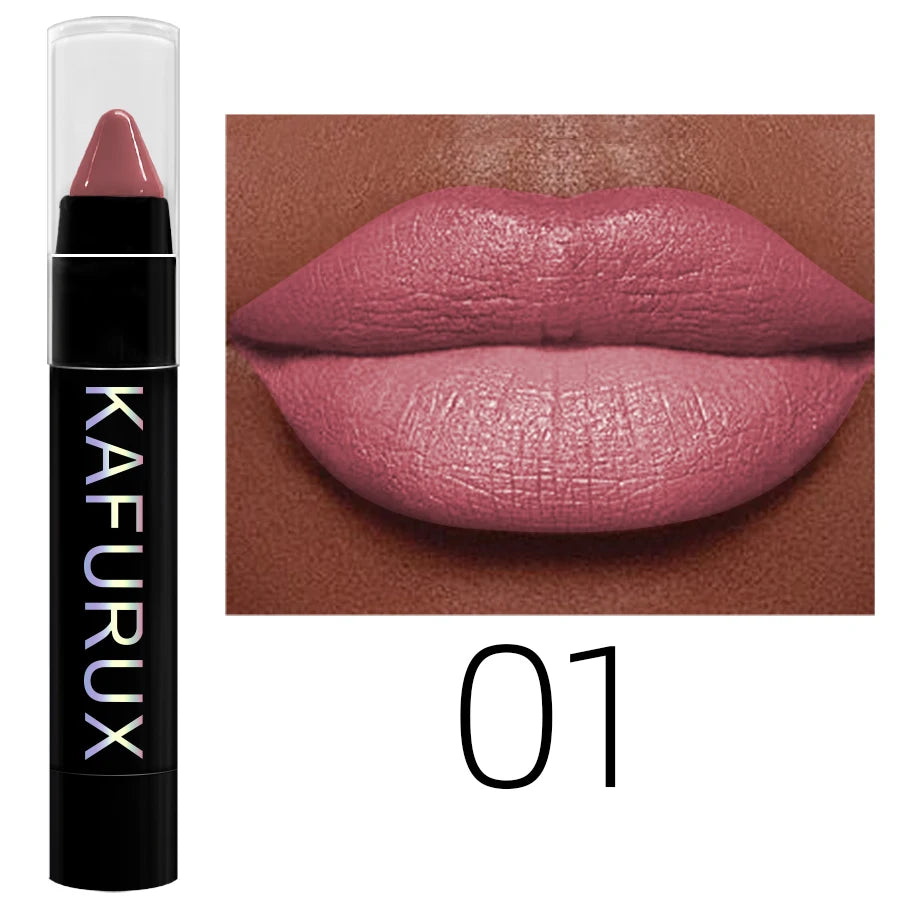 15 Colors Nude Velet Matte Lipstick Pencil Waterproof Long Lasting Red Brown Pink Lip Liner Pen Non-Stick Cup Makeup Lip Tint Pe