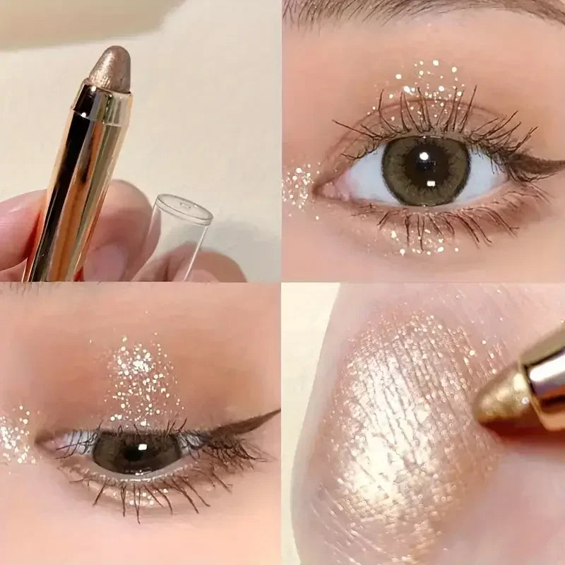 Double-ended Glitter Eye Shadow Stick Waterproof Pearlescent Champagne Gold Eyeshadow Pallete Pen Shimmer Cosmetics Makeup Tool