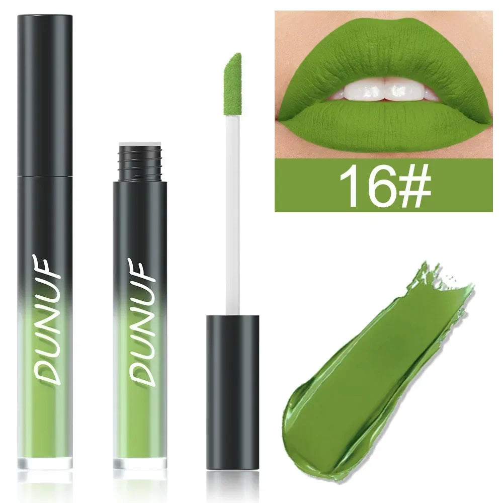 32 Color Lipstick Matte Lasting Lip Gloss Moisturizing Non-stick Cup Halloween Party Purple Blue Black Highly Pigments Lip Glaze