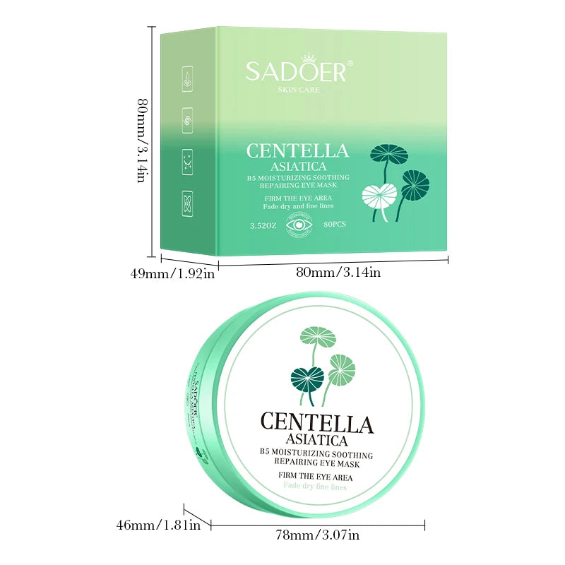 80pcs SADOER Centella Crystal Collagen Eye Mask Anti Wrinkles Anti Dark Circles Remove Eyes Bag Moisturizing Eye Patches