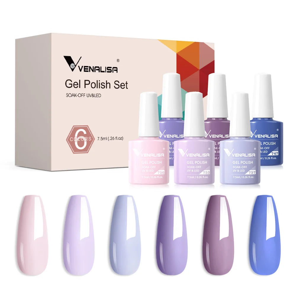 Venalisa Nail Gel Polish Kit HEMA TPO FREE Nude Pink Color Collection Self Leveling Full Coverage Nail Manicure Set 6Pcs Kit