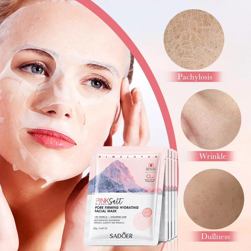 SADOER Pink Salt Face Mask Moisturizing Whitening Anti Wrinkles Anti-aging Facial Masks Sheet Masks Face Skin Care Products