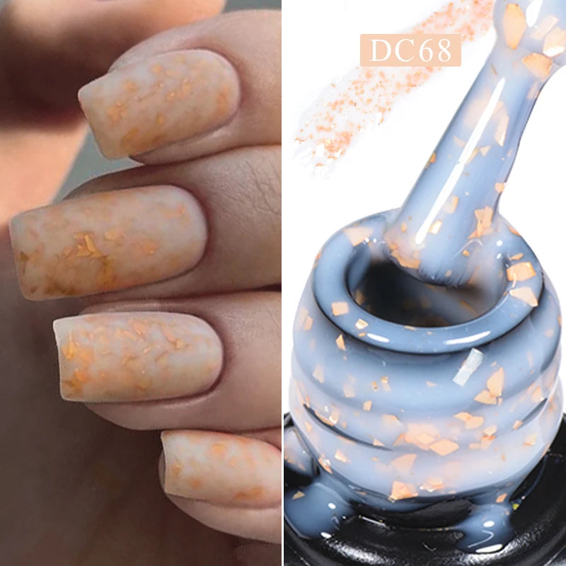 MTSSII 7ml Gold Foil Glitter Rubber Base Gel Self-leveling Semi Permanent Soak Off UV LED Gel Varnish For Nails Manicure