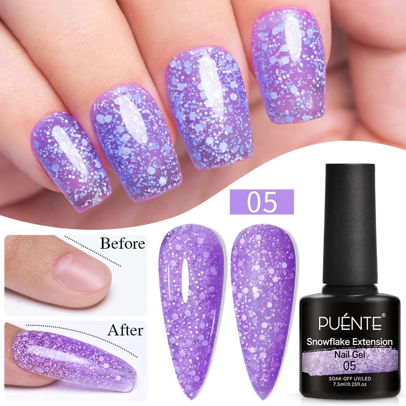PUENTE 5ml Flower Fairy Gel Nail Polish Pink Blue Purple Natural Dried Flowers Gel For Nail Art Soak Off UV Varnish For Manicure