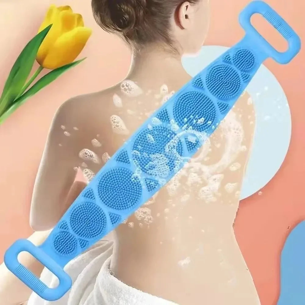 1pc Body Sponge Silicone Body Scrubber Brushes Bath Towels Scrubber Rubbing Back Peeling Skin Clean Massage Shower Belt Extended