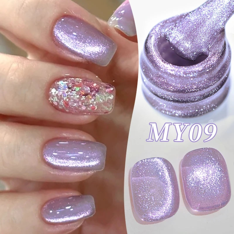 BORN PRETTY 10ml Blue Glass Bead Cat Magnetic Gel Ultra Shine Summer Glitter Semi Permanent Soak Off UV Gel Nail Art Varnish