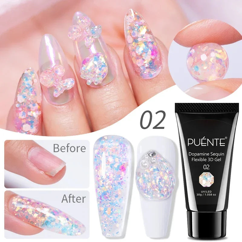 PUENTE 5ml Flower Fairy Gel Nail Polish Pink Blue Purple Natural Dried Flowers Gel For Nail Art Soak Off UV Varnish For Manicure