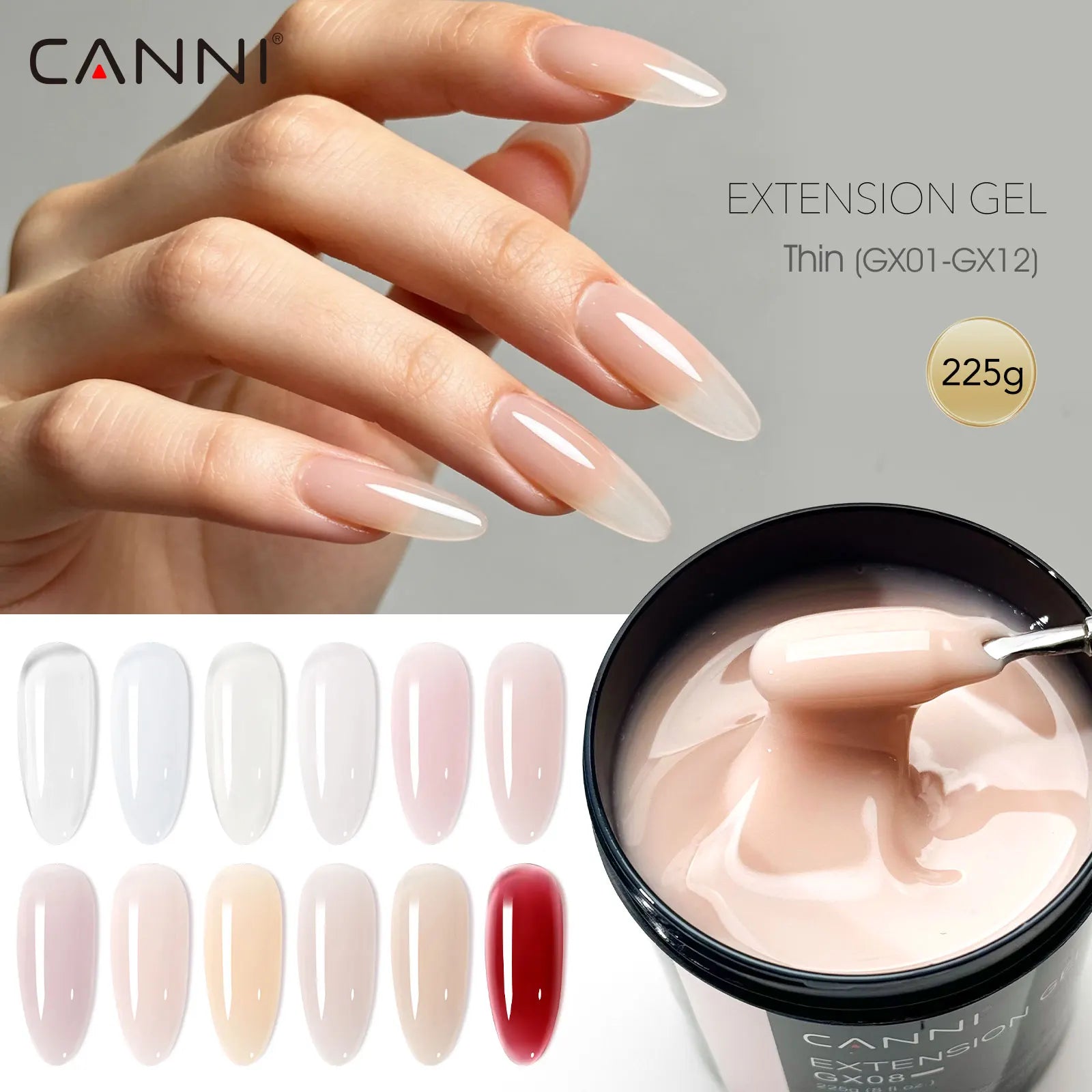 8 Oz TPO FREE CANNI Extension Builder Nail Gel Soak Off LED UV Gel Camouflage Jelly Color Long Lasting Super Glossy Gum Gel