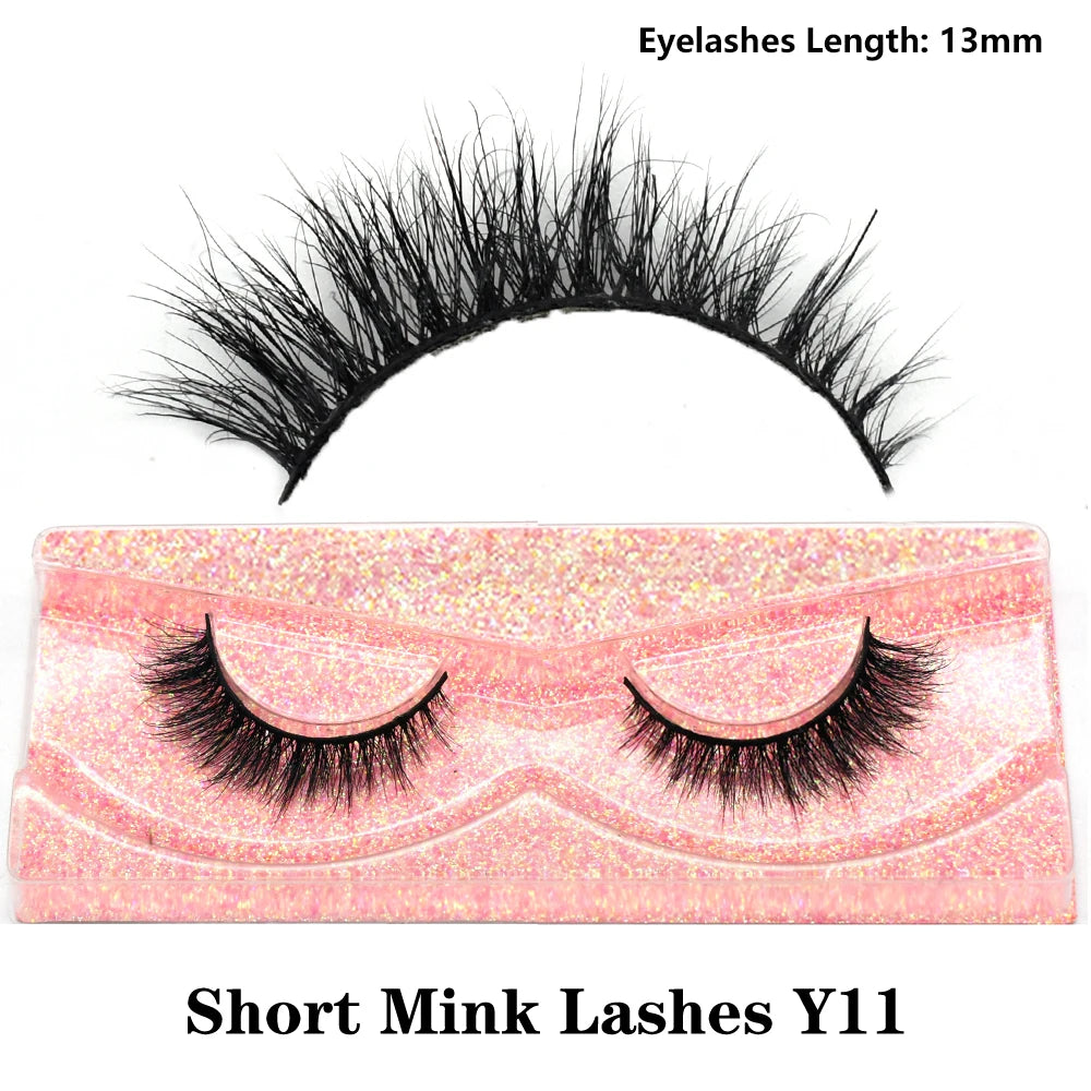 FOXESJI Real Mink Fluffy Short Eye Lashes Extension Wispy Soft Natural Short False Eyelashes Daily Wear Full Strip Lashes Makeup