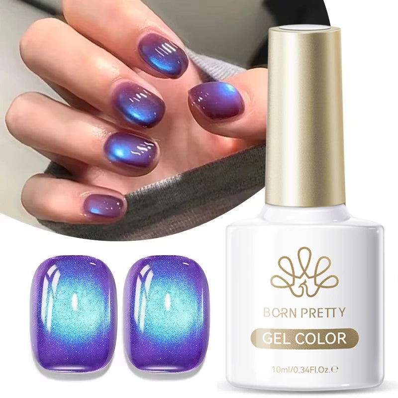 BORN PRETTY 10ml Dark Brown Red Glass Bead Cat Magnetic Gel Nail Polish Semi Permanent Soak Off UV LED Varnish Nail Art Salon