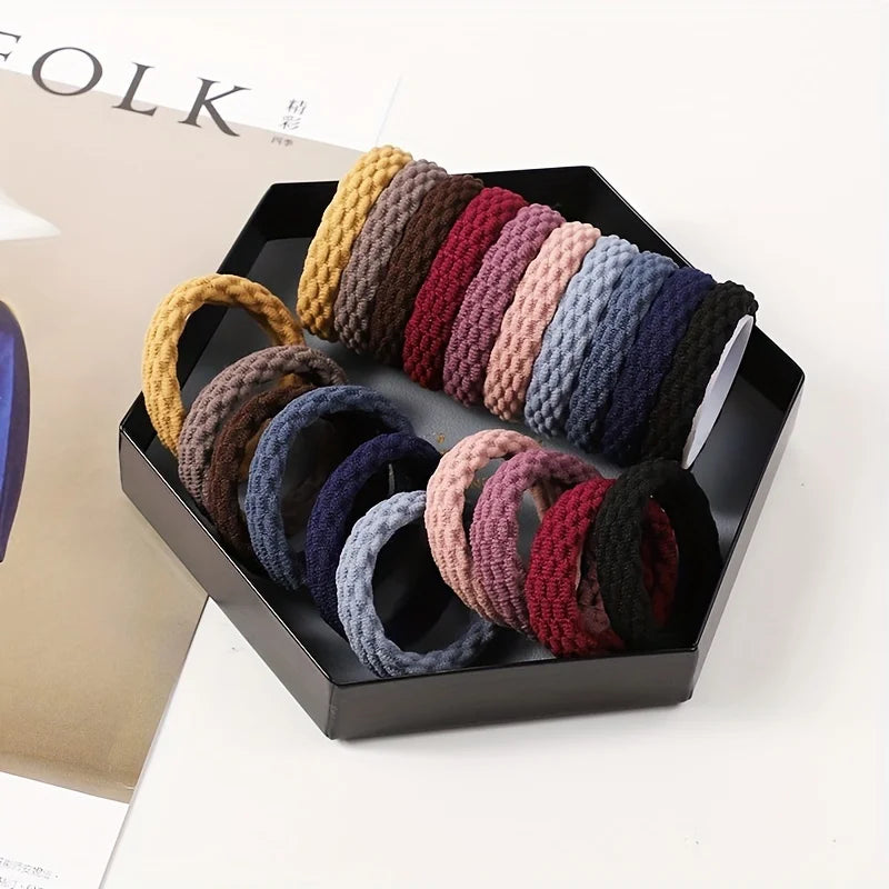 20 Pcs Minimalist Colorful Hair Ropes Set Soft High Elastic Hair Rings Casual Versatile Ponytail Hair Scrunchies