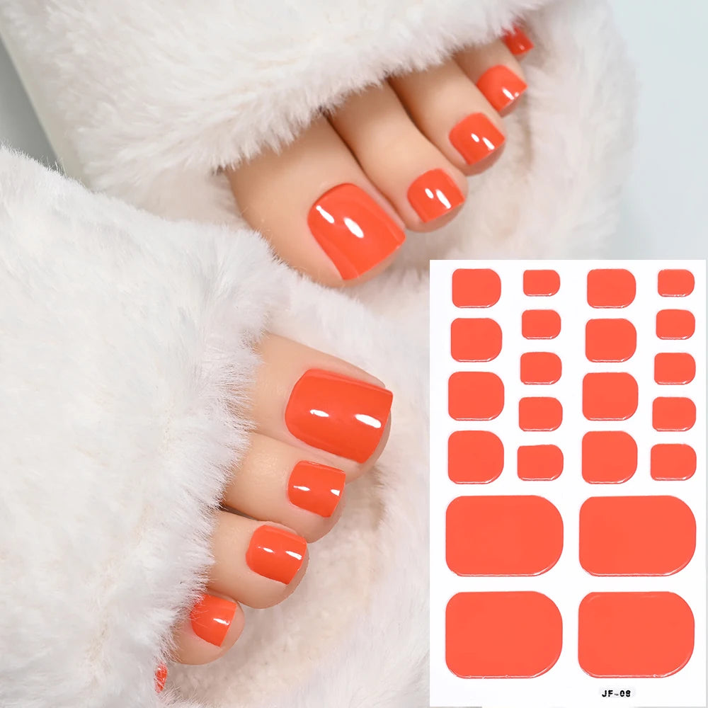 1pcs 22tips Gradient Glitter Full Toe Nail Wraps 3D Shiny Omber Pink/Purple/blue Toe Nail Polish Stickers Baking Free Toe Strips