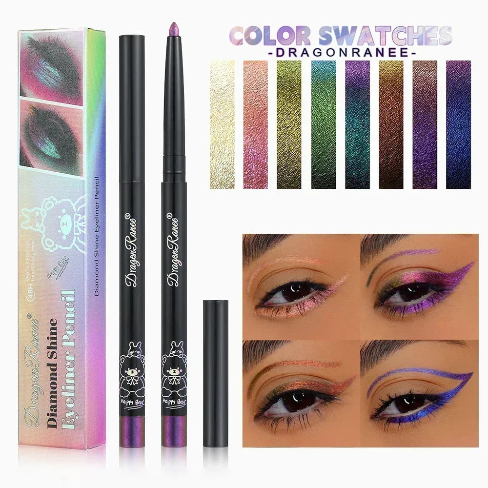 Multi Chrome Eye Liner Pen Lasting Shiny Metallic Eyeshadow Lying Silkworm Green Purple Makeup Pigment Glitter Aurora Eyeliner