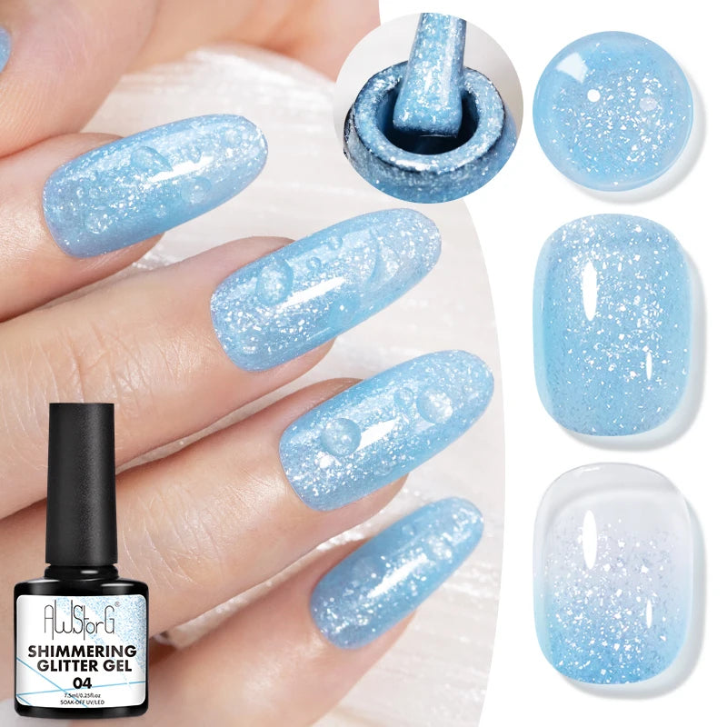 AWStorG Intense Rainbow Cat Eye Gel 5ml Holographic Laser Magnetic Nail Gel Soak Off UV LED Gel Polish Shiny Rainbow Manicur