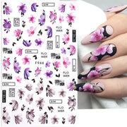 3D Flower Petal Nail Stickers Purple Pink Tulip Leaf Clover Summer Avocado Fruit Geometric Line Floral Manicure Decoration