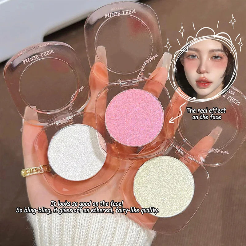 Vientiane Highlighter Powder Palette with Fine Shimmer and Diamond-like Highlights and Contour Powder,Creamy Mousse Texture