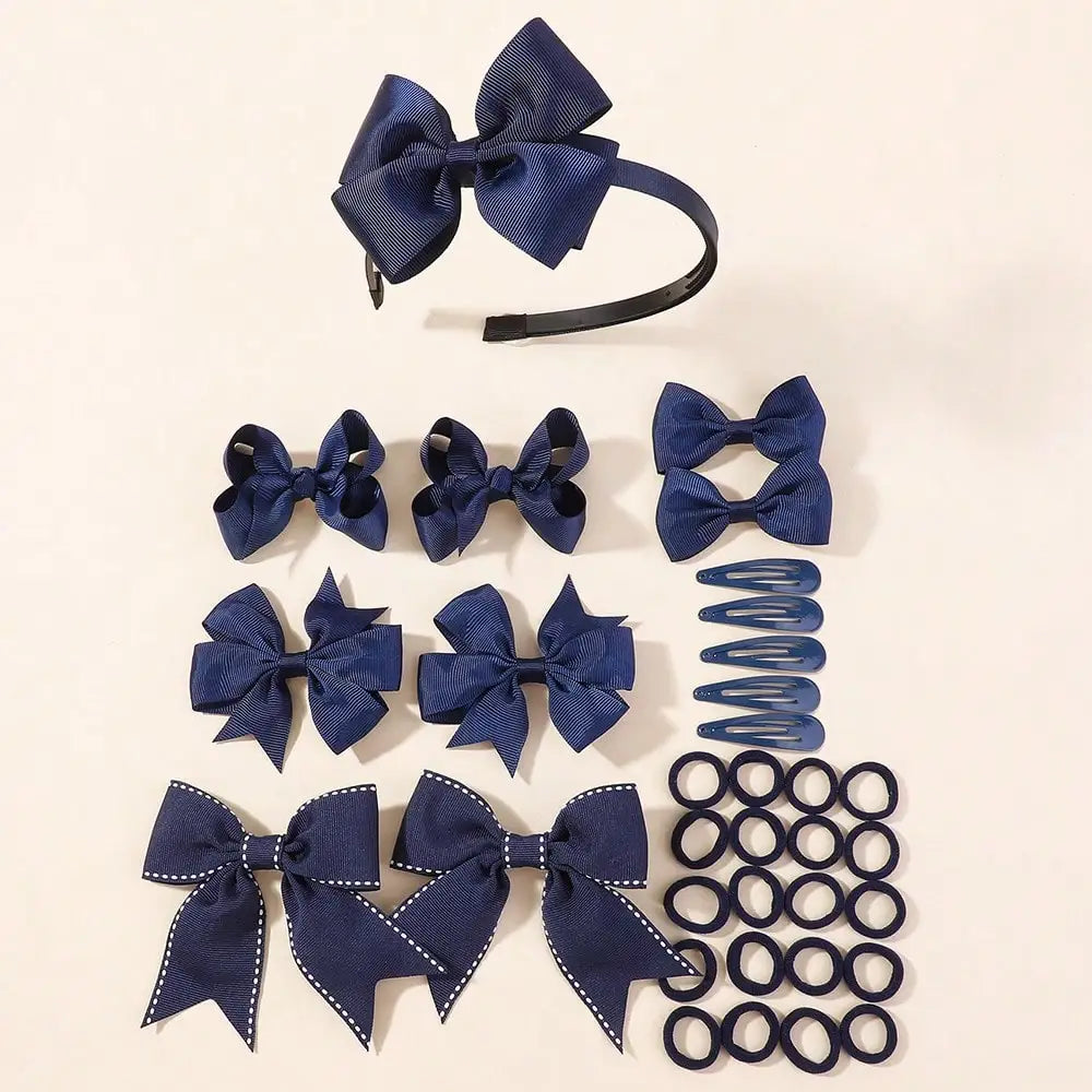 34Pcs/Set New Fashion Layered Hairbands Ribbon Bows Headband Hair Clips BB Clips Hair Ties Handmade Hair Accessories Girls
