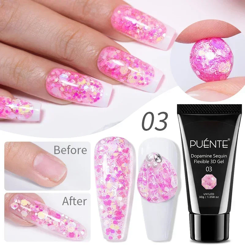 PUENTE 5ml Flower Fairy Gel Nail Polish Pink Blue Purple Natural Dried Flowers Gel For Nail Art Soak Off UV Varnish For Manicure