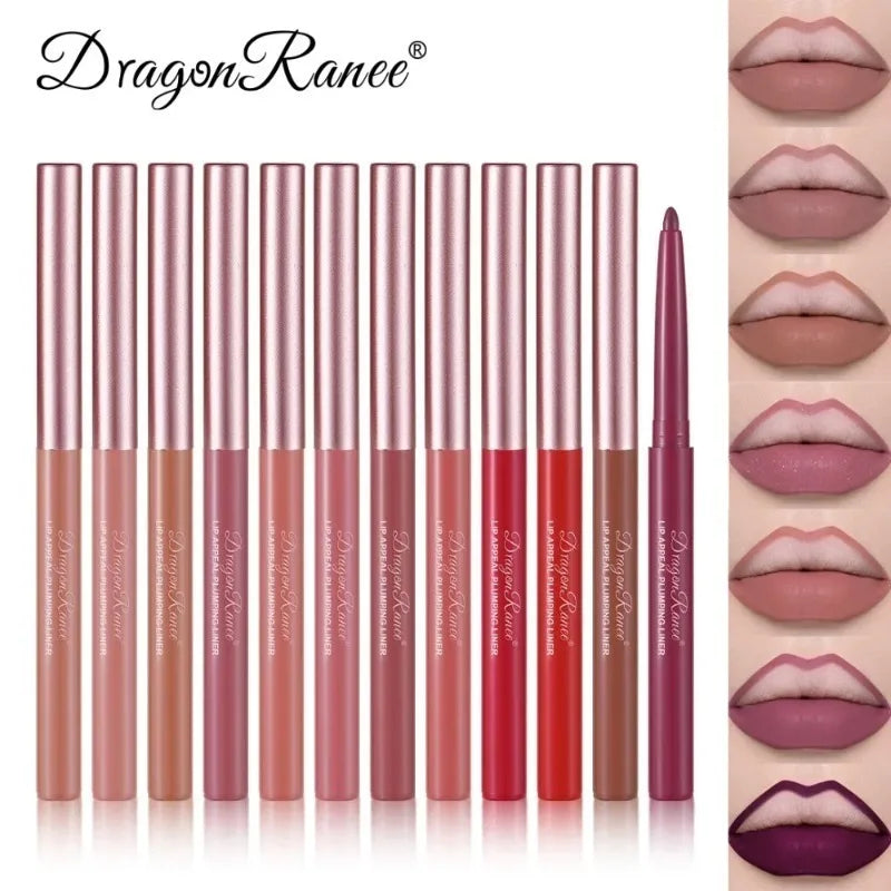 12 Colors Lip Liner Lipstick Pen Long-Lasting Waterproof Sweatproof Lip Contouring Pen Matte Velvet Non-fading Color Lips Makeup