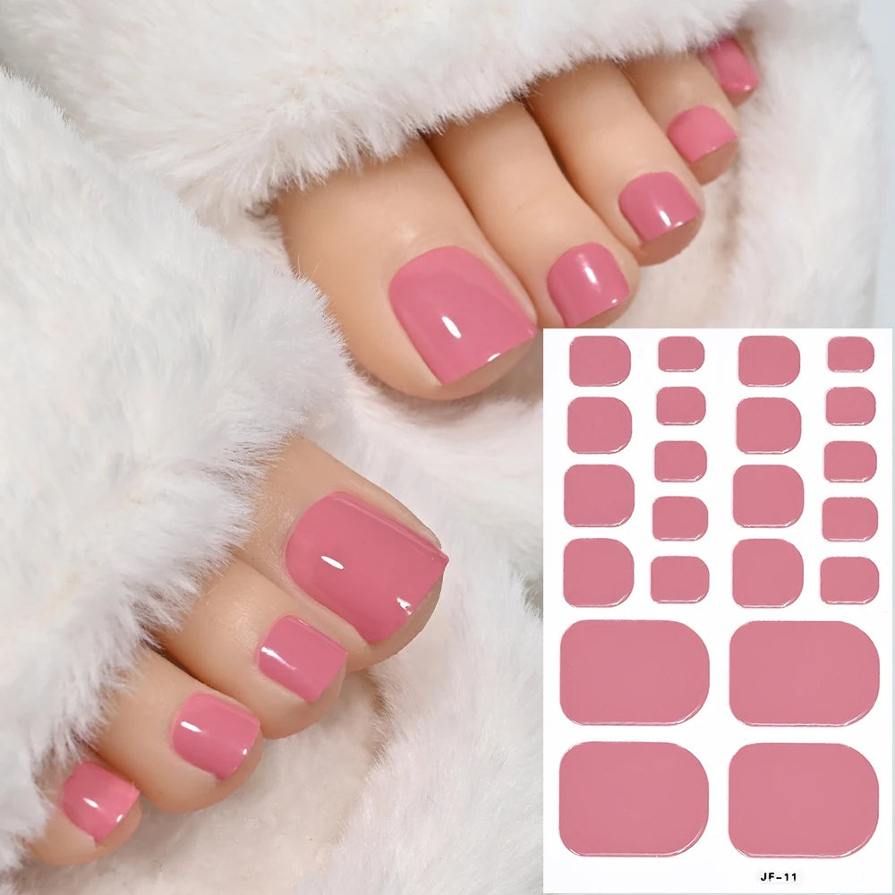 1pcs 22tips Gradient Glitter Full Toe Nail Wraps 3D Shiny Omber Pink/Purple/blue Toe Nail Polish Stickers Baking Free Toe Strips