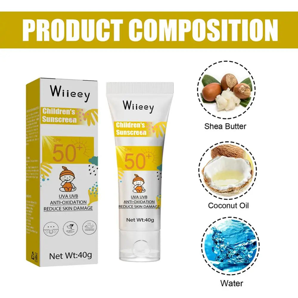 Children Sunscreen Refreshing Oil Free Sun Protector Mild Non-irritating Anti-Oxidation Outdoor UV Resistance Body Lotion Cream