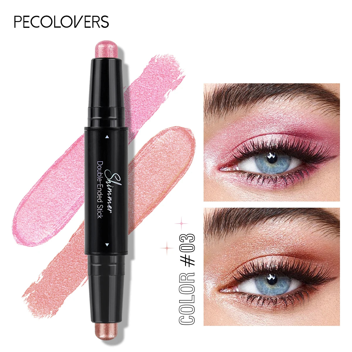 Shimmer Brown Double Head Eyeshadow Stick Colorful High Waterproof Cream Eyes Shadow Pencil Long Lasting Makeup Cosmetic