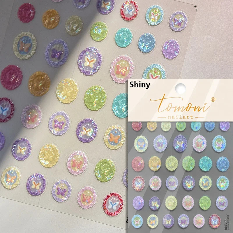 1 pc 5D sunflower nail stickers rose daisy cherry blossom self-adhesive nail art stickers oil painting style decorative sticker