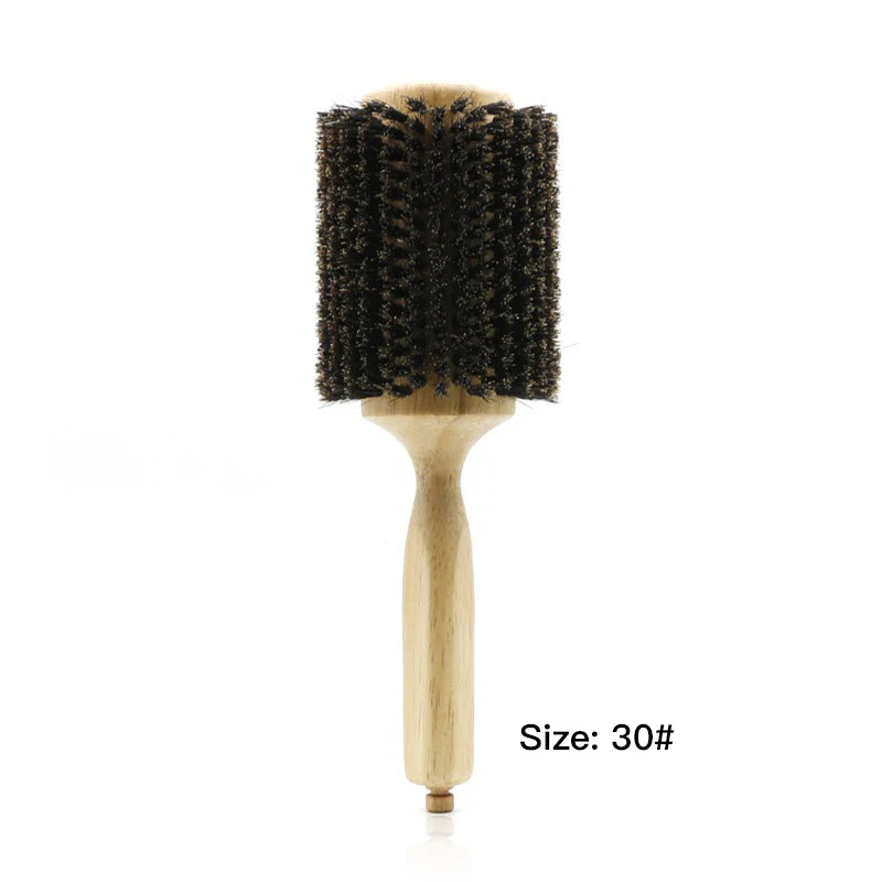 6 Sizes Wood Handle Boar Bristles Round Brush Removable Tail Professional Barber Salon Hairdressing Hair Brush Hair Round Comb