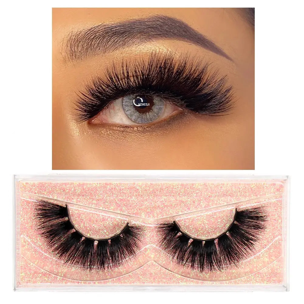 FOXESJI Makeup Eyelashes 3D Mink Lashes Natural Long Lasting Wispy Soft Eyelash Extension Fluffy Eye Lashes Mink False Eyelashes