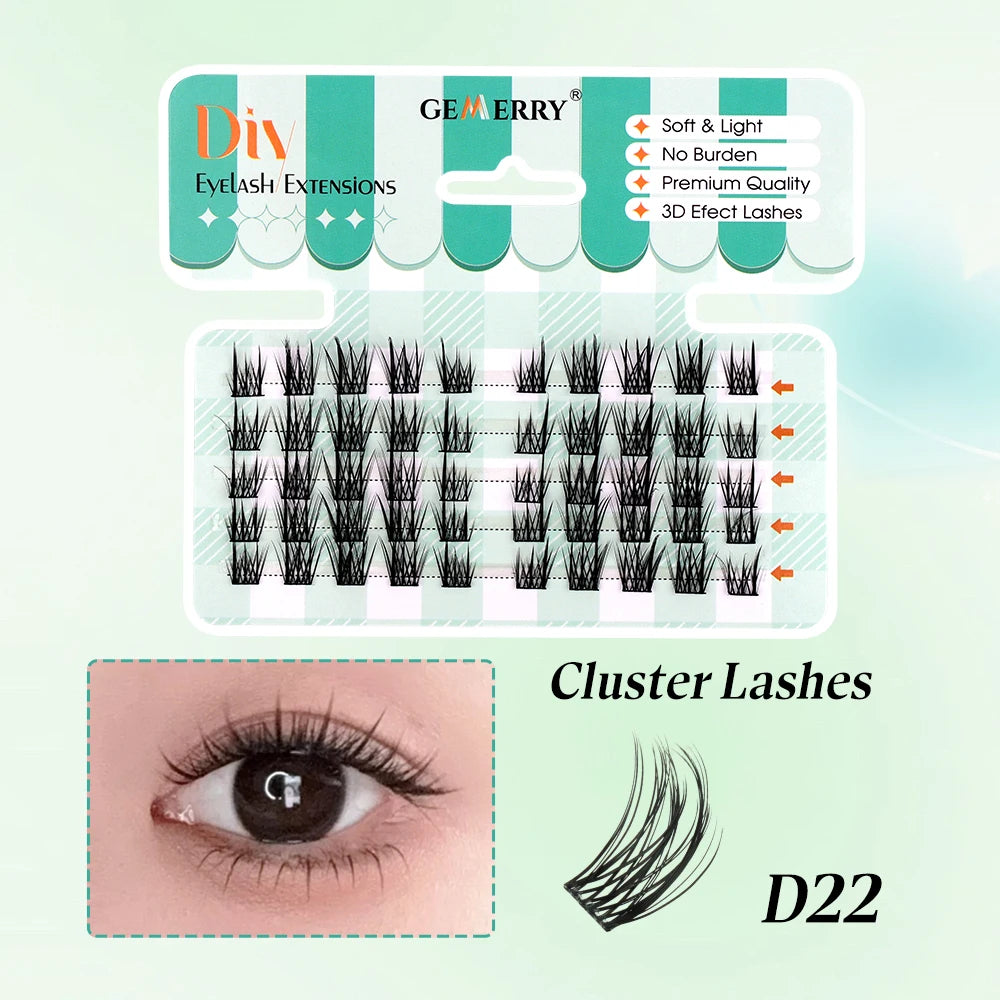 Gemerry 280 Cluster DIY Eyelashes 10D/20D 30D/40D Premade Volume Fan Lash Extension Individual Faux Mink Heat Bonded Lashes Soft