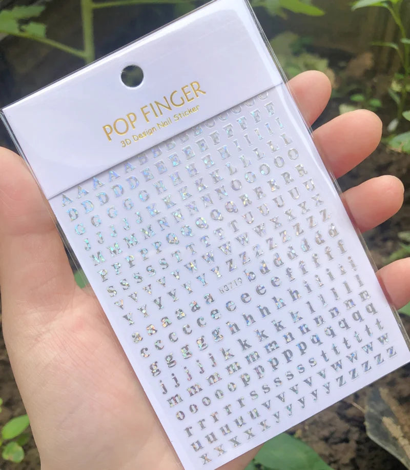 New Roman 26 English Alphabet Number 3D Self-adhesive Nail Art Decal Sticker Word Small Letter Nail Tattoos Decal Stickers
