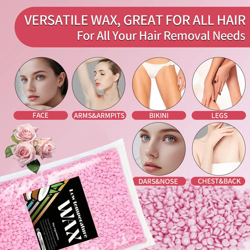 500g/100g Hard Wax Beans Solid Hair Remover No Strip Depilatory Hot Film Wax Bead Hair Removal for Full Body Bikini Leg Eyebrow