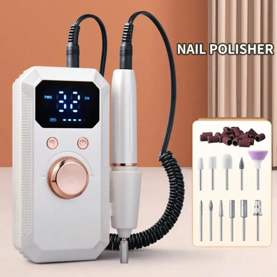 20,000RPM Rechargeable Electric Nail Drill, Portable Nail File Machine For Acrylic, Gel Nails Polishing, With 11 Sanding Bits And 20 Sanding Bands, Suitable For Beginners And Professionals, Professional Tool Manicure Set, Gre