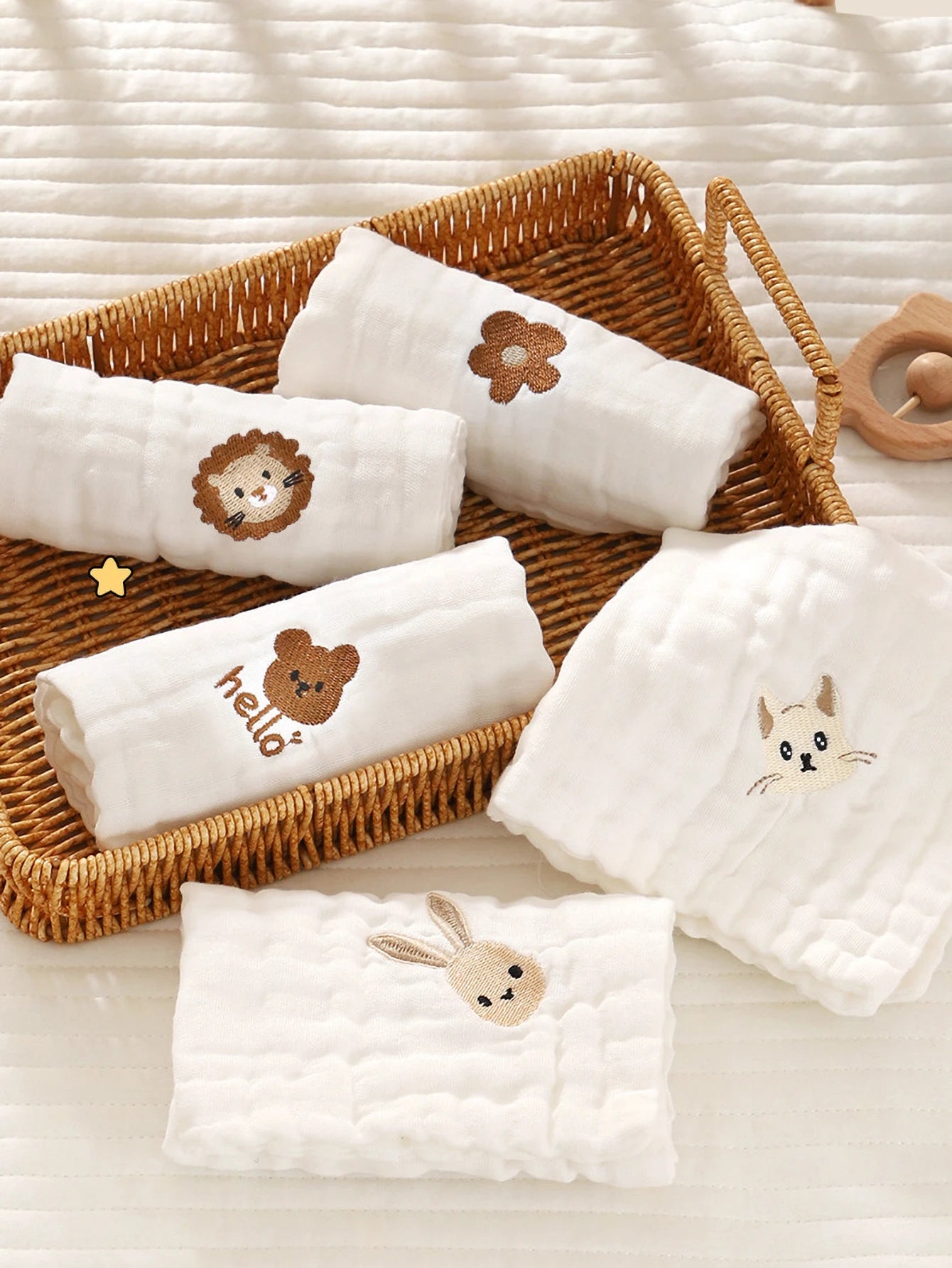 2/3/5pcs Baby Towels Toddler Soft Washcloth Burp Cloth 6 Layer Cotton Embroidery Hand Face Wipes Newborn Bib Kids Handkerchief