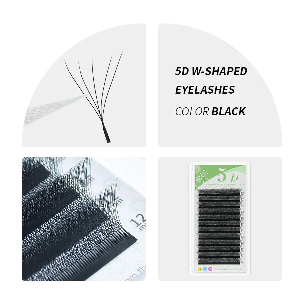 GAHAMACA W-Shape Eyelash Extensions 3D/4D/5D Premade Volume Fans YY Style Lashes Natural Soft Easy Faning Faux Mink Eyelashes