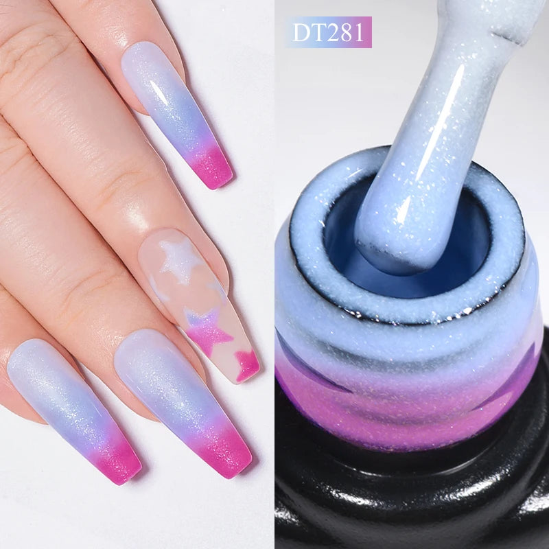 MEET ACROSS 7ml 36Colors Glitter Thermal Gel Nail Polish 3 Colors Changing Soak Off Gel Winter Semi Permanant Nail Art Varnish