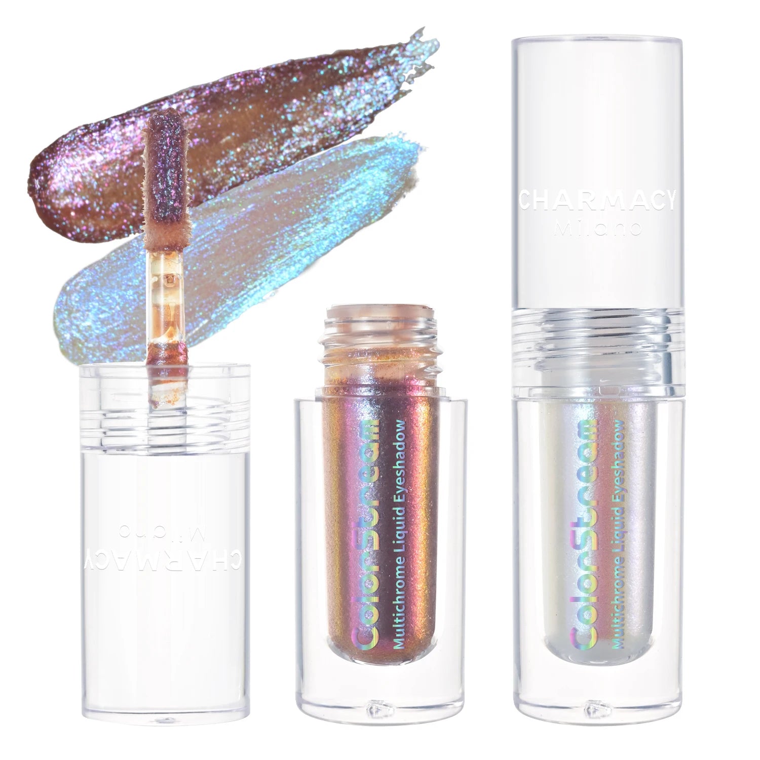 CHARMACY 2pcs/set Multichrome Eyeshadow Liquid 1.5ml Waterproof Longstay Glitter Eye Shadow High Gloss Christmas Holiday Makeup