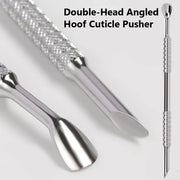 Double-Head Angled Hoof Cuticle Pusher, Stainless Steel Bevel Nail Art Pusher Manicure Stick