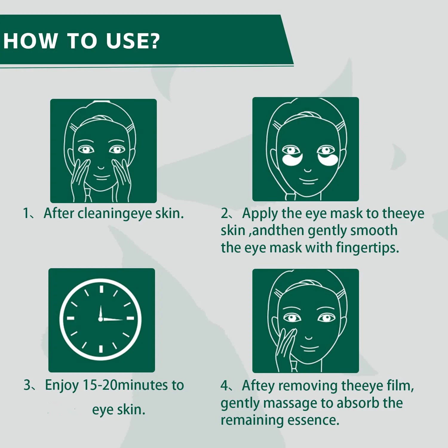 Collagen Eye Mask with Green Tea Extract, Suitable for Dark Circles and Puffiness, Moisturizing and Anti-Wrinkle, 60 Pieces