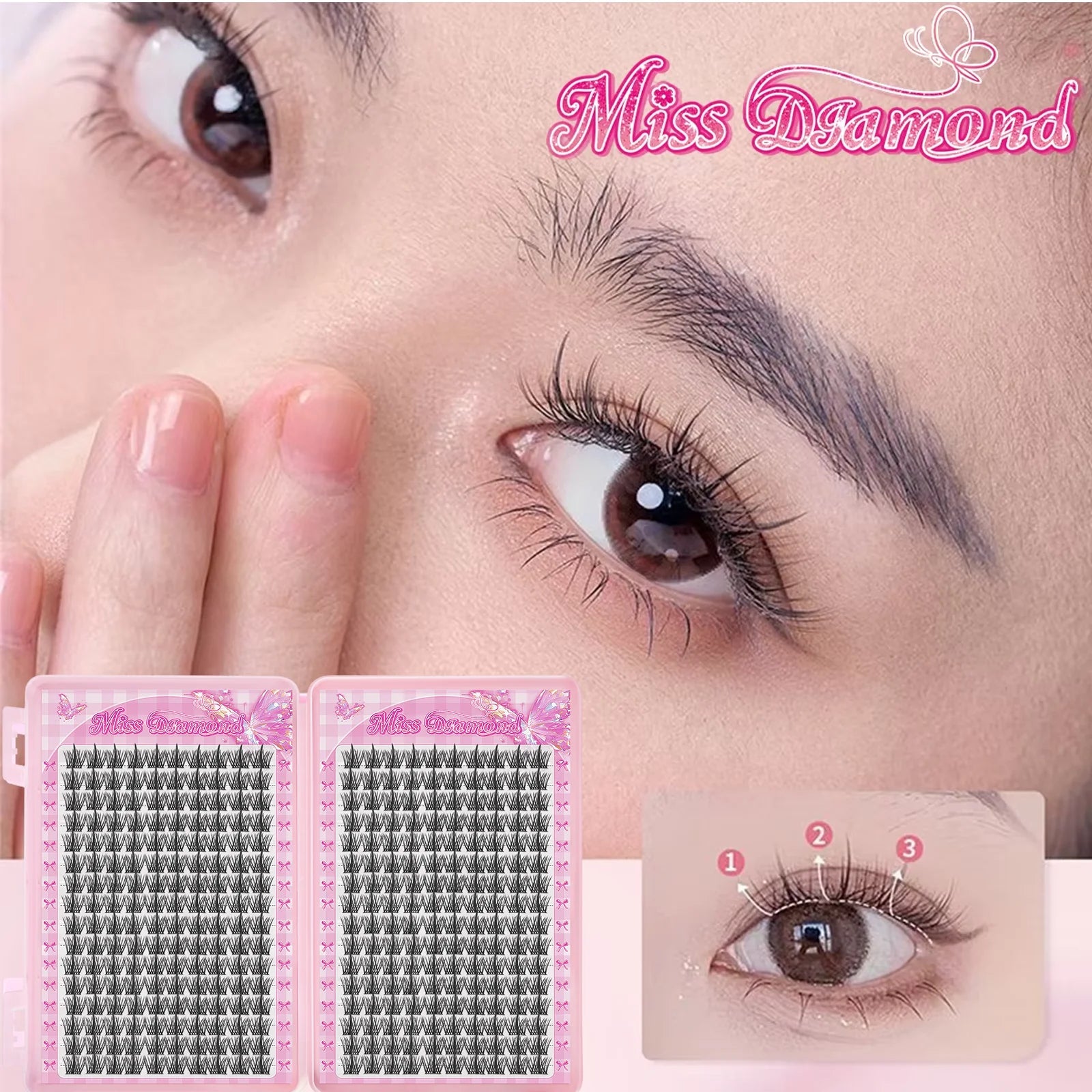 DM 32 Rows Eyeslashes Extension Personal EyeLash Professional Makeup Individual Cluster Grafting Wholesale False Eyelashes