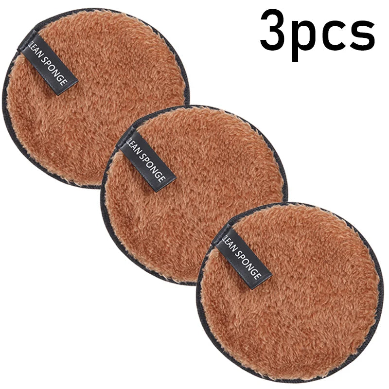1/3pcs Reusable Discs Makeup Remover Wipe Cotton Pads Microfiber Makeup Face Towel Cloth Washable Sponge Skin Care Cleaning Puff